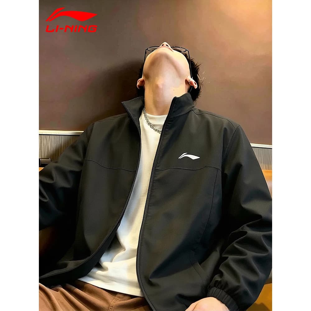 Li Ning jaqueta esportiva masculina primavera outono novo estilo à prova de vento gola jaqueta masculina juventude na mo