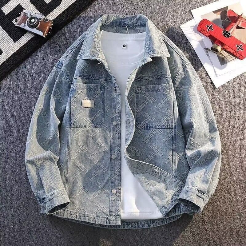Jaqueta jeans masculina primavera outono 2026 novo estilo jaqueta solta na moda masculina jovem estudante Casual roupas 