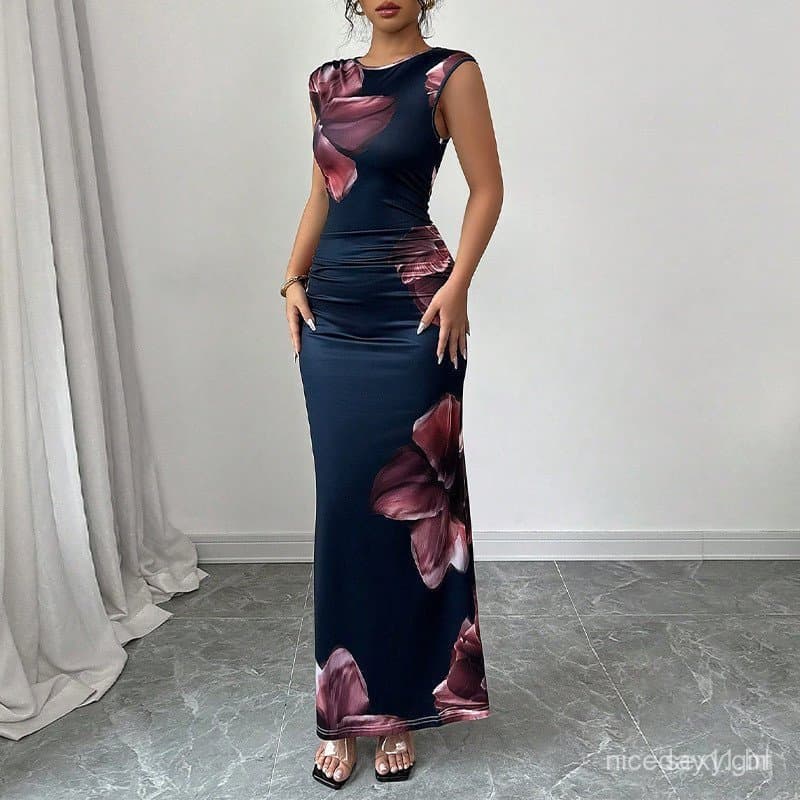 Vestido longo, vestido de festa, vestido longo sem mangas feminino, roupa formal, vestido longo justo ao corpo EWXC 7EN3