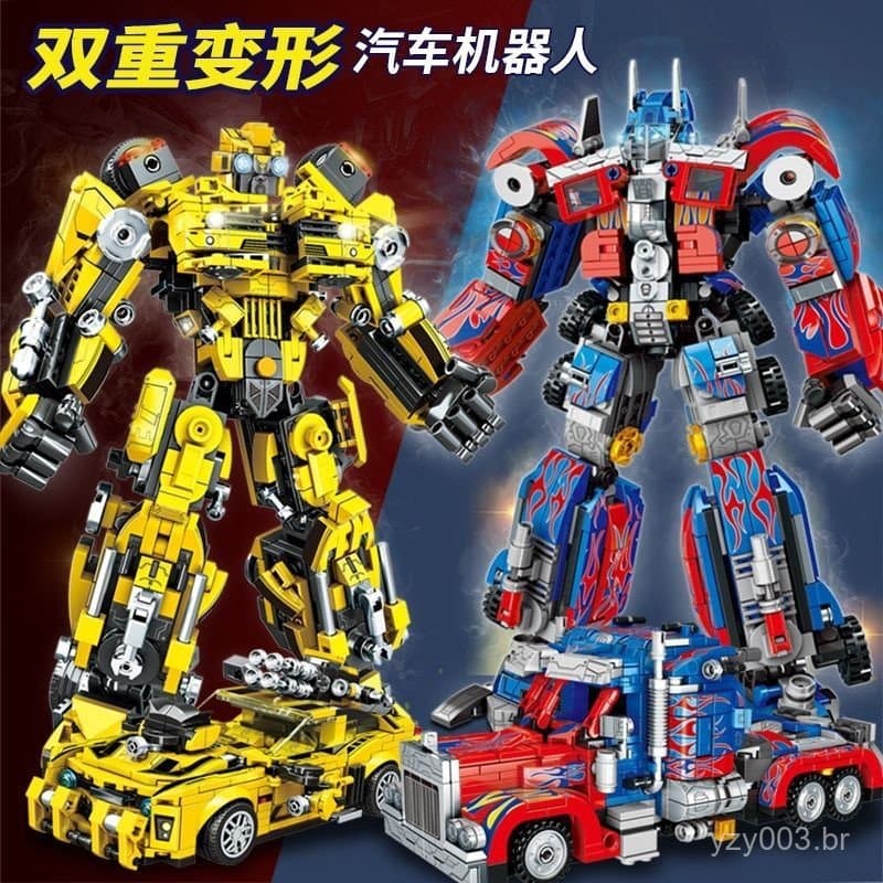 Mais de 700 peças de brinquedo de blocos de montar Lego, scooter mecha Optimus para meninos, carro robô mecha transformá