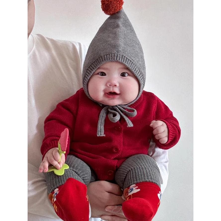 Roupas de bebê roupas de bebê Cardigan de malha de um ano de idade bebê menina roupas de outono suéter vermelho festivo 