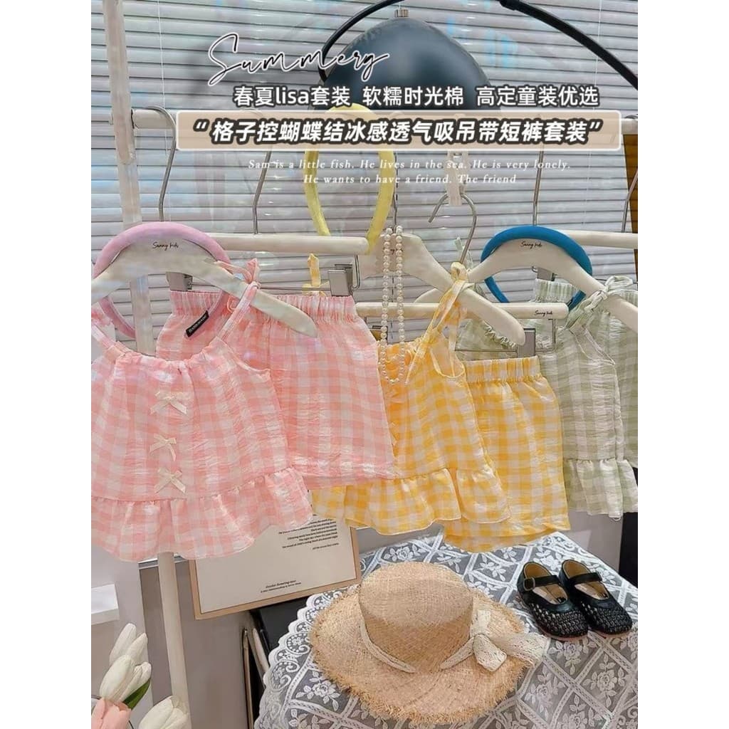 Meninas terno roupas de verão 2026 novo estilo bebê moda menina roupas bebê estilingue Shorts terno de duas peças