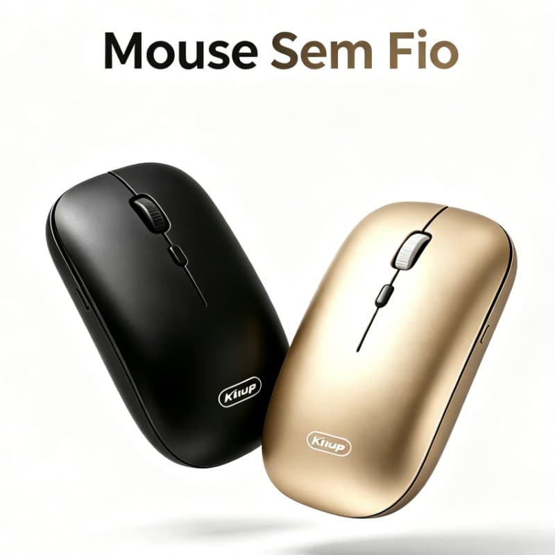 Mouse Sem Fio 2.4G Recarregável USB Design Ultrafino Silencioso Ergonomia Portátil Receptor Compacto Até 1600DPI 3Botões