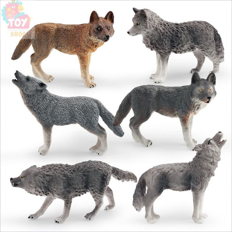 Brinquedos infantis, animais selvagens de brinquedo, modelo de lobo, brinquedos educativos para crianças, lobo cinza, lo