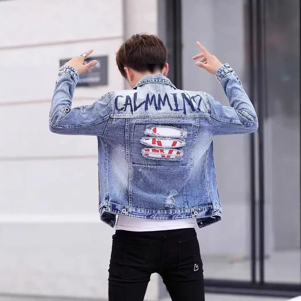Jaqueta jeans masculina Casual na moda jaqueta jeans juventude jaqueta jeans versão coreana primavera outono jaqueta de 