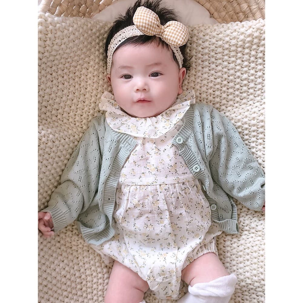 Coreano bebê menina primavera verão outono roupas gola de folha de lótus Floral macacão terno bebê menina moda manga com