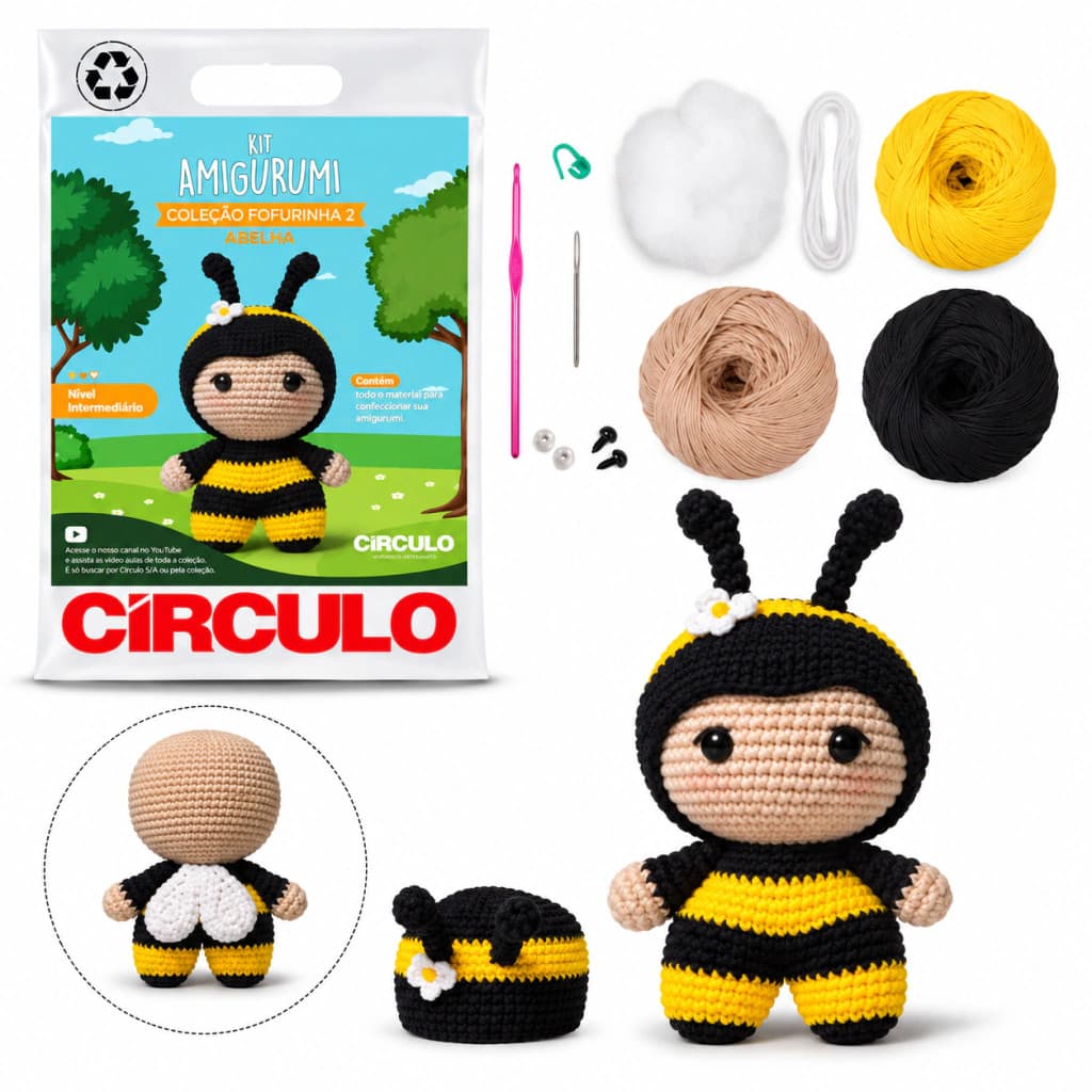 Kit Amigurumi Coleção Fofurinha 2 Abelha para Crochê - Círculo