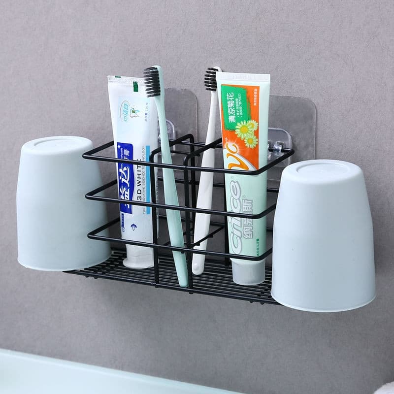 Suporte de parede para escova de dentes, sem perfuração, suporte para copo de enxaguatório bucal, prateleira para mesa d