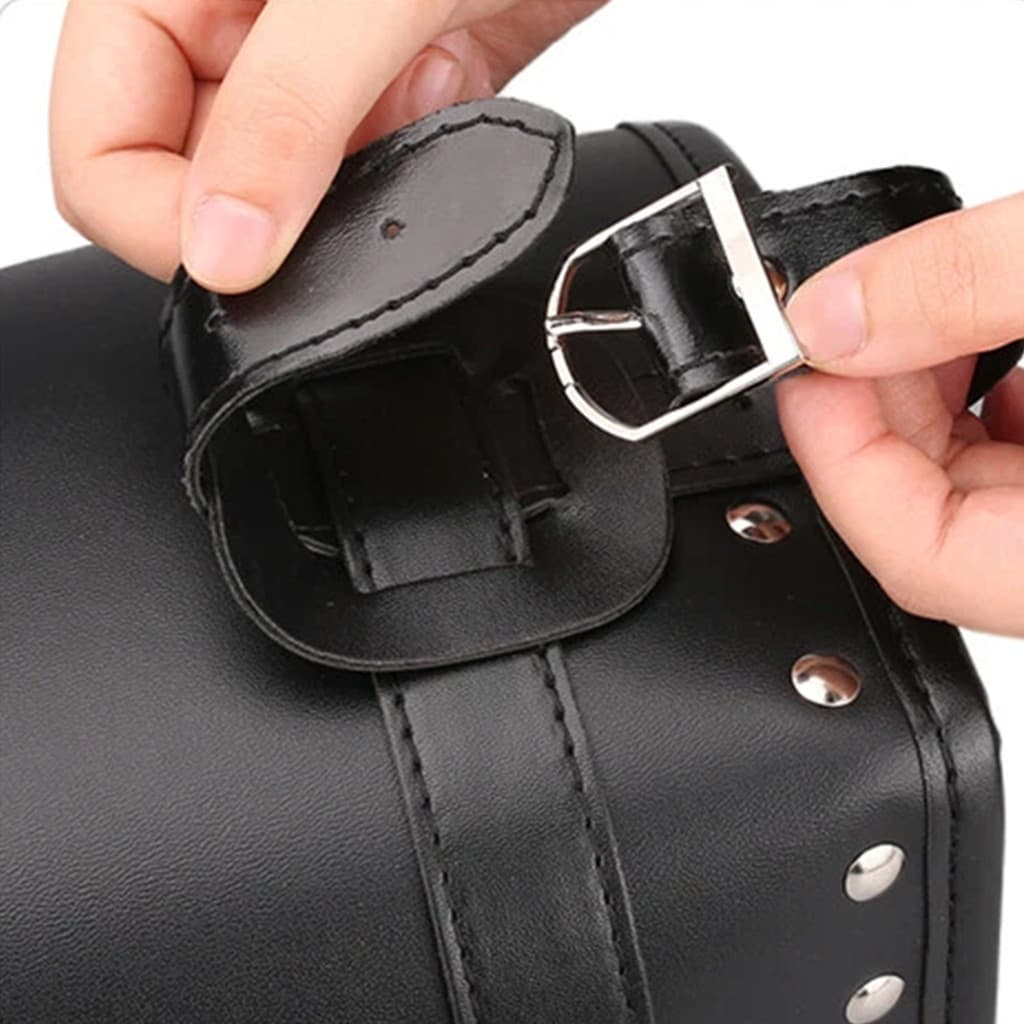 Bolsa De Ferramentas Universal Para Motocicleta , 1 Conjunto De Garfo De Couro PU Com Duas Alças De Reforço De Alta Qual
