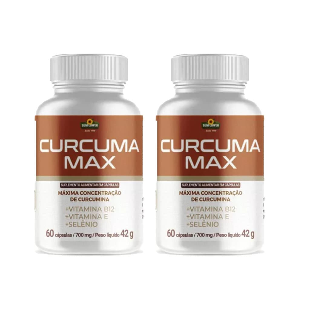 Kit 2 Cúrcuma + Vitamina B12+ Vitamina E e Selênio 700 mg 2x60 cps Sunflower