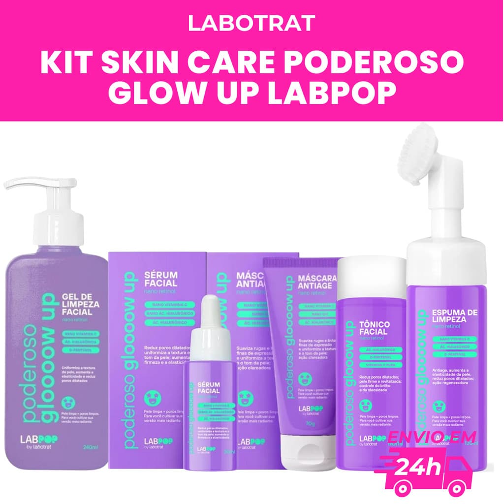 KIT SKIN CARE PODEROSO GLOW UP (REVITALIZAÇÃO/UNIFORMIZA TOM DA PELE/ANTI-IDADE) - LABPOP/LABOTRAT