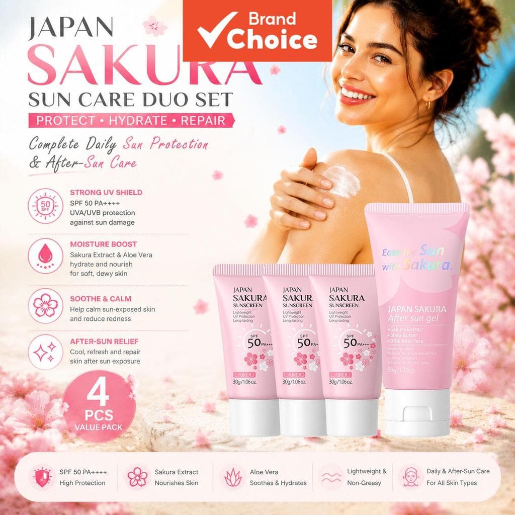 LAIKOU Protetor Solar FPS50 3 Unidades + Gel Pós-Sol de Aloe, Proteção Solar de Amplo Espectro, Loção Sedosa,