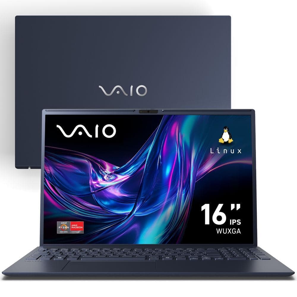 Notebook VAIO FE16 AMD® Ryzen 5-5625U Linux 8GB RAM 512GB SSD 16" IPS WUXGA Antirreflexo - Cinza Grafite