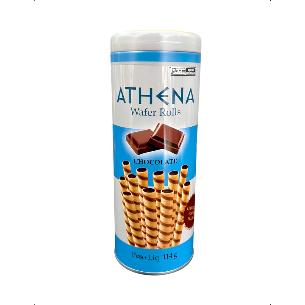 Athena Wafer Roll Chocolate 114g Biscoito Importado