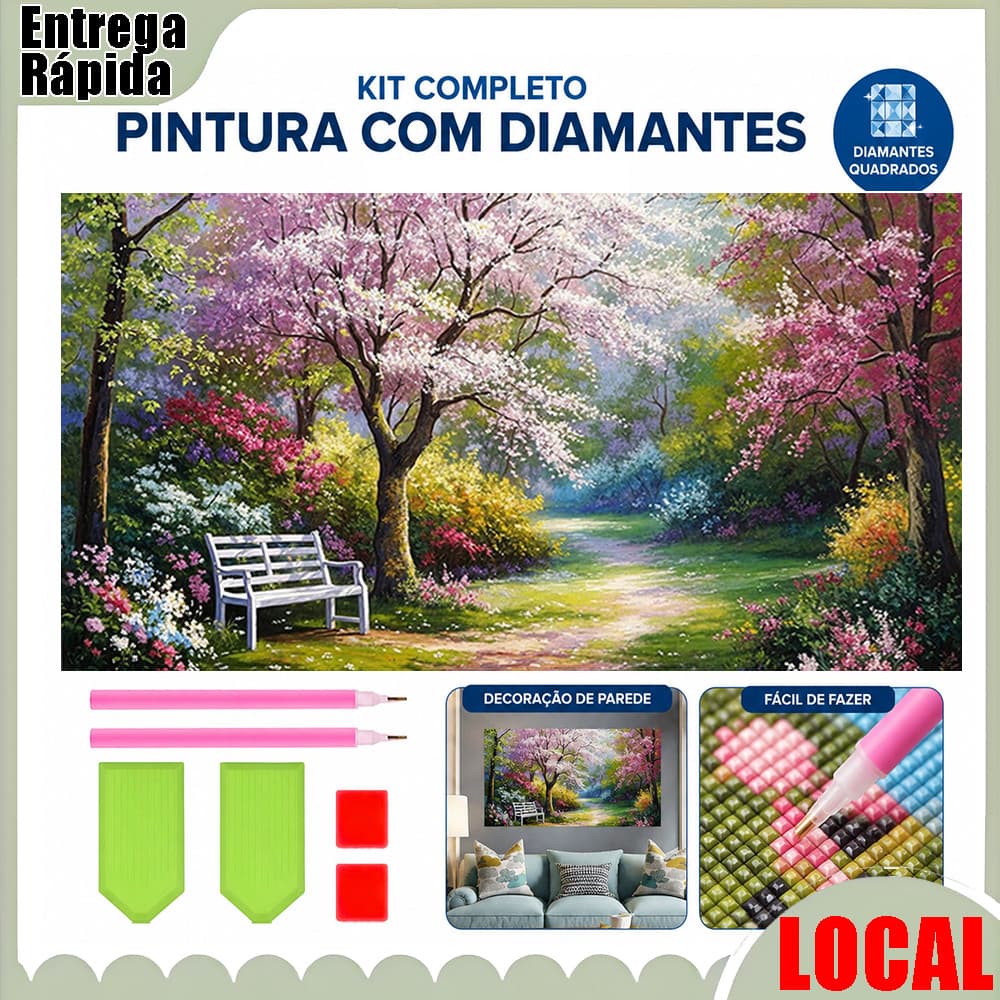 Conjunto de pintura diamante adulto 5D primavera floresta flor diâmetro 70x40cm operação simples adequada para amantes a