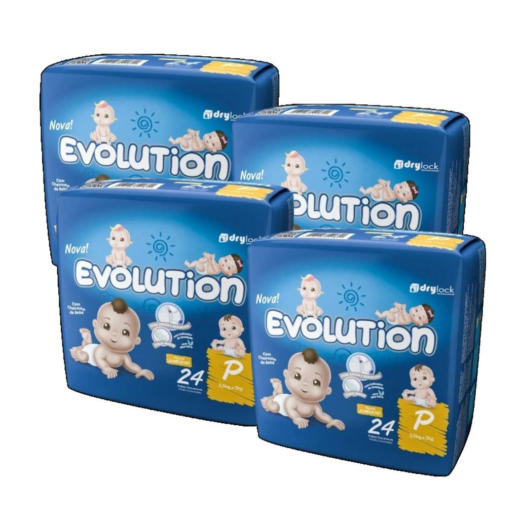 kit 4 Fralda Capricho Evolution Descartável Tamanho P 24 Unidades