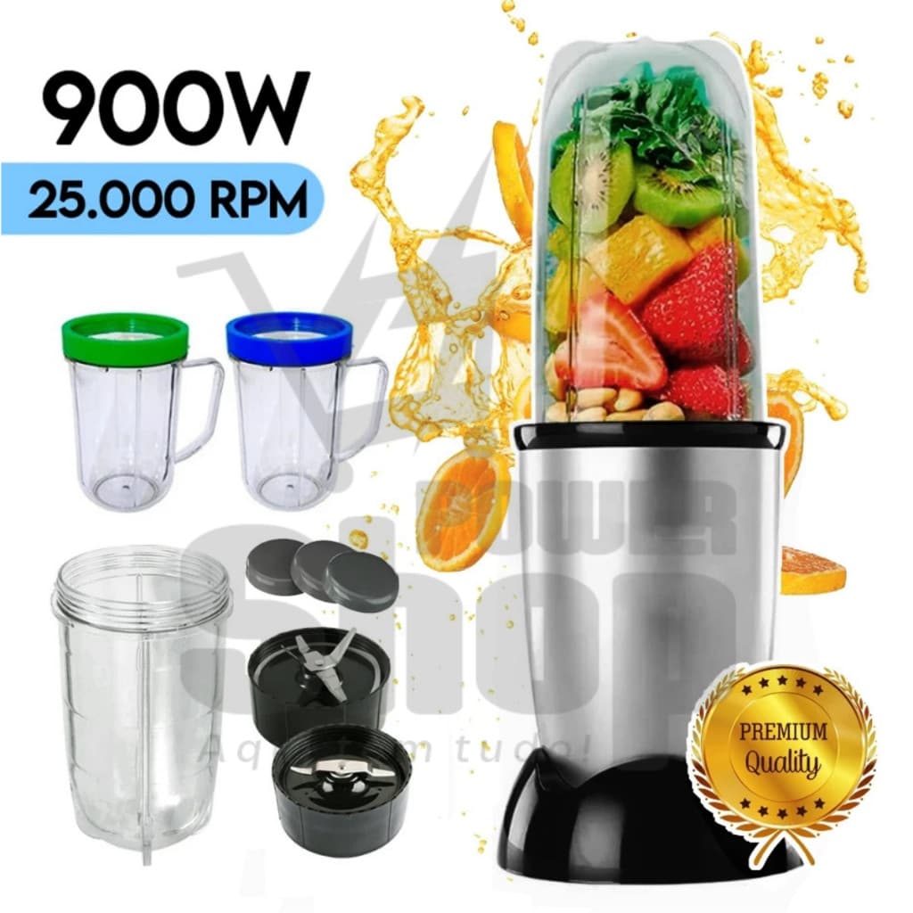 Mini Liquidificador Potente 900W com Copo 11 Peças Portátil e 2 Tipos De Lâminas