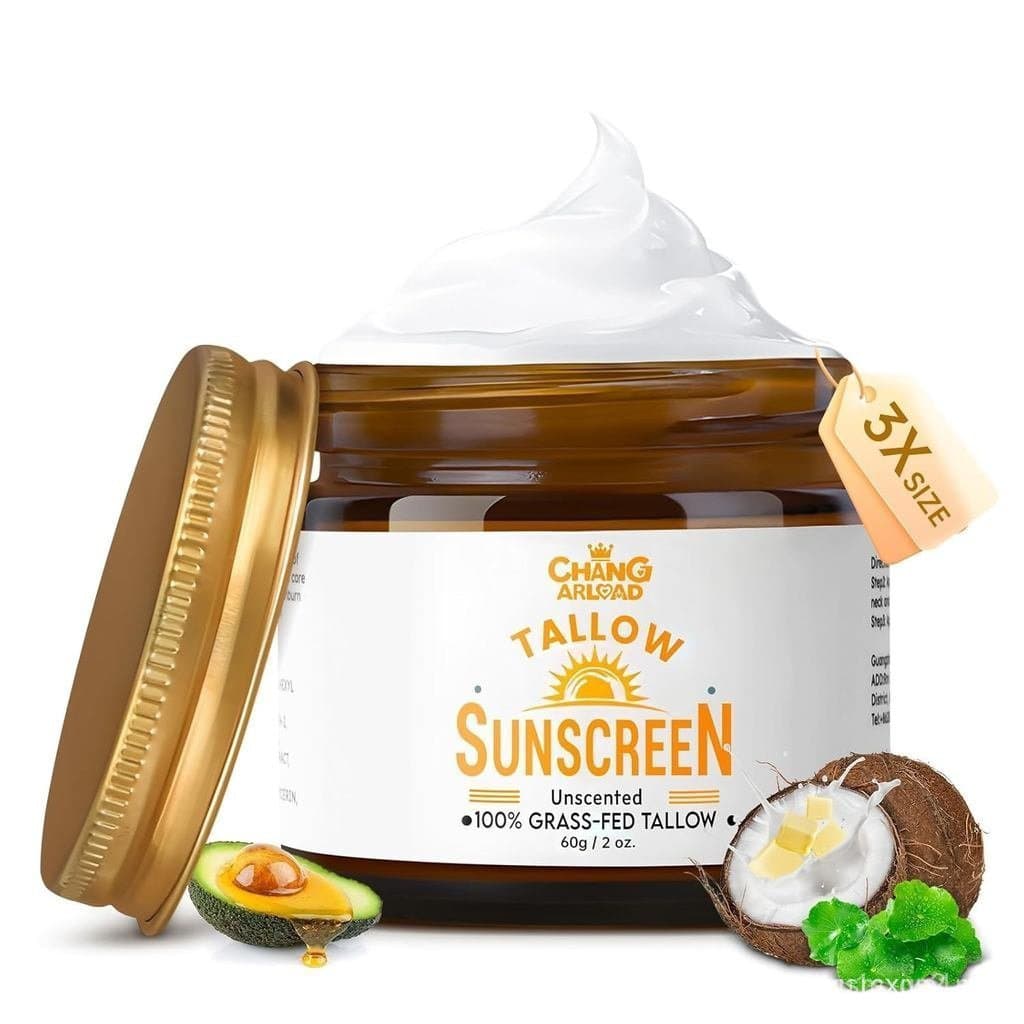 Protetor Solar de Sebo de Carne Bovina SPF 50 – Protetor Solar Facial 100% Orgânico de Sebo de Carne Bovina Alimentada a