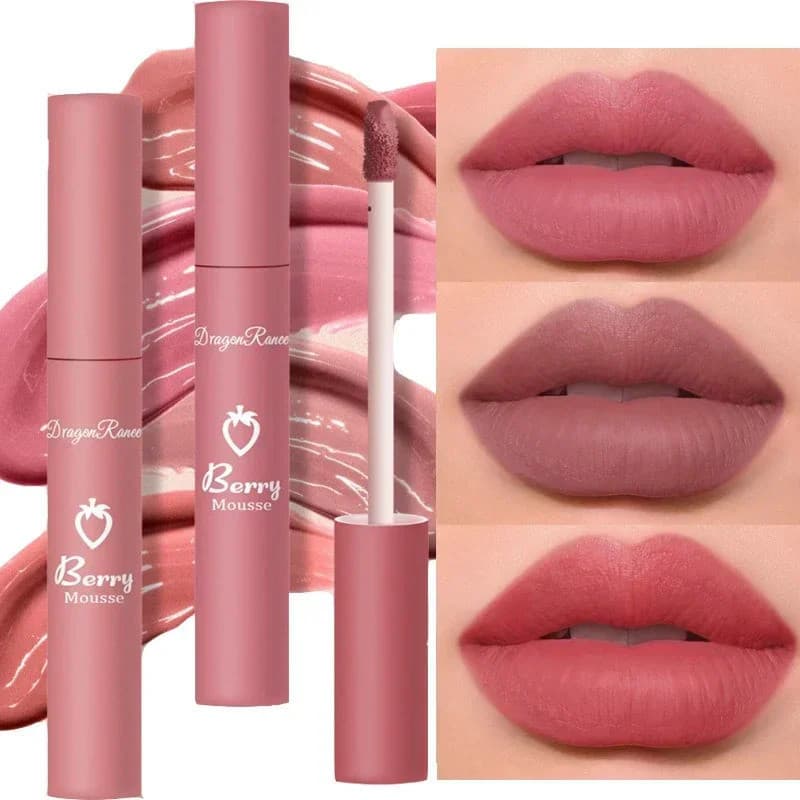 Batom Líquido Matte Nude 12 Cores, Batom de Veludo de Longa Duração, À Prova D'Água, Não Desbotável, Não Gruda no Copo, 