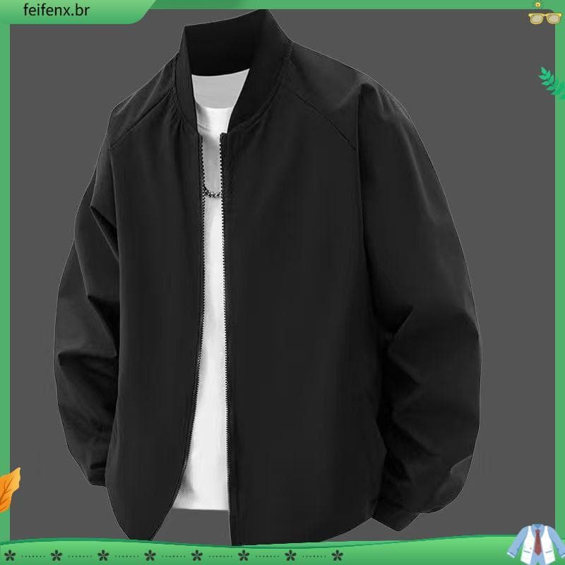 Jaqueta masculina primavera outono estilo simples jaqueta Casual casal cor sólida All-Match solto pessoas gordas