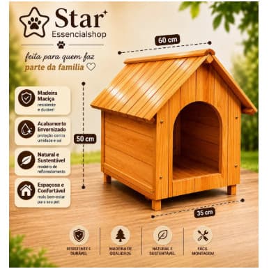 Casinha Pet Luxo Pequeno  Porte Abrigo Para Cachorro Resistente E Confortável Exterior Inferior Sol Chuva Pequeno N2