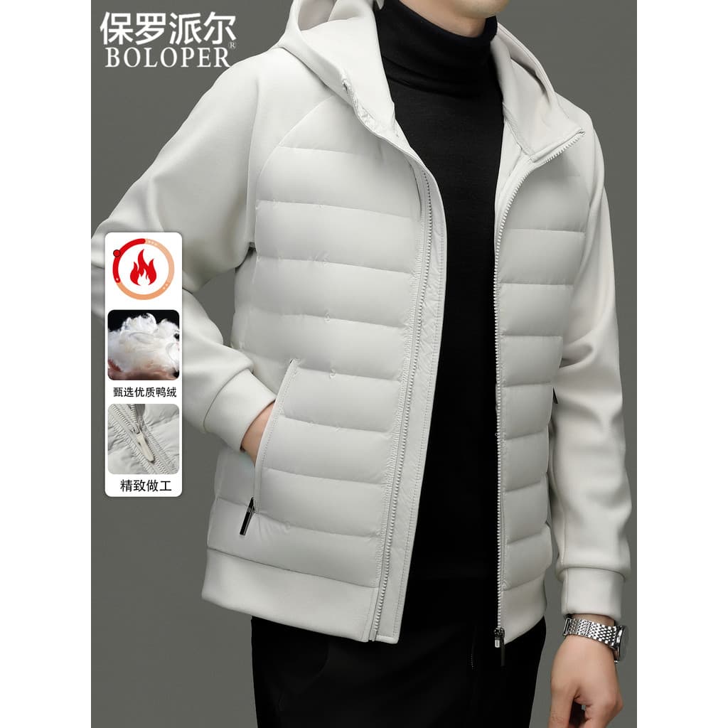 Paul 90 pato branco para baixo jaqueta masculina 2026 novo negócio Casual com capuz leve topo quente jaqueta masculina
