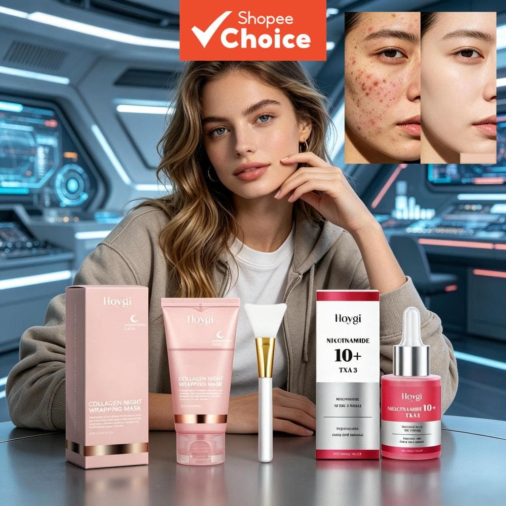 Anti-Idade, Clarificador de Manchas, Máscara Noturna de Hidratante Niacinamida Clareador Facial Kit Combinação para