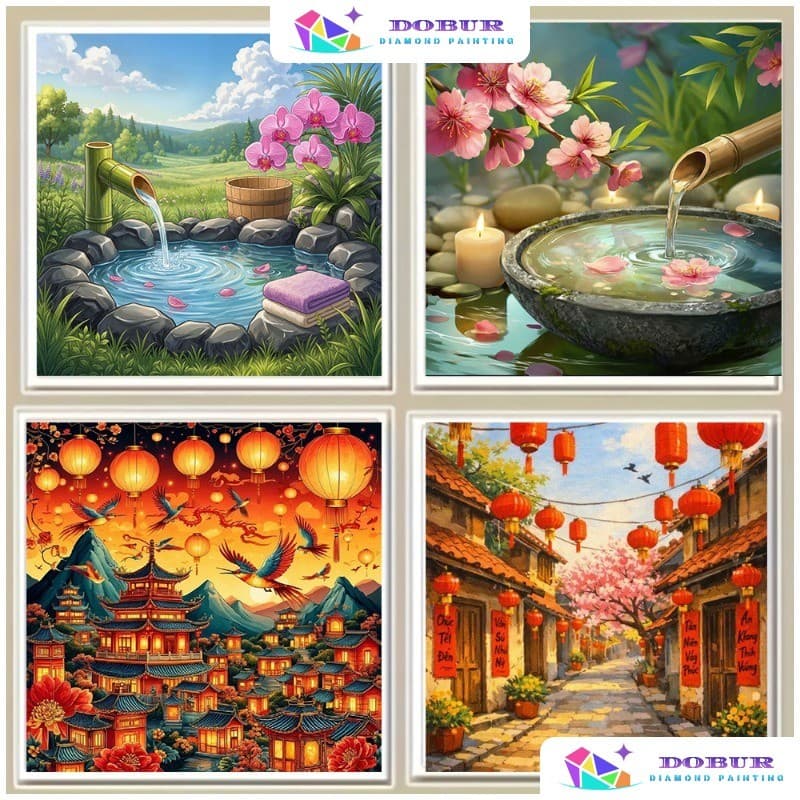 DOBUR | Conjunto De Pintura Diamante Outono Pastoral Vibe/Paisagem Ao Ar Livre 5D DIY Redondo/Quadrado Broca Completa Lo