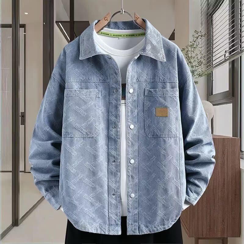 2025 Street Wear Lapela Jaqueta Jeans Masculina Primavera Outono Jaqueta Top High-End Outono Camisa Jaqueta