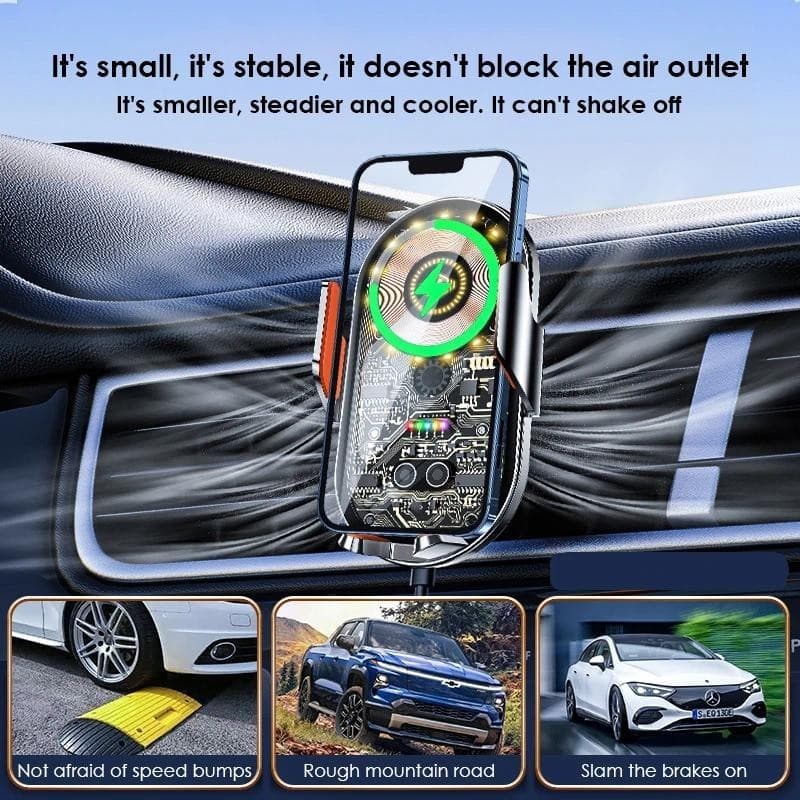 Carregador De Carro Sem Fio , Carregamento Super Rápido , Fixação Automática , Ventilação De Ar , Suporte De Telefone Pa