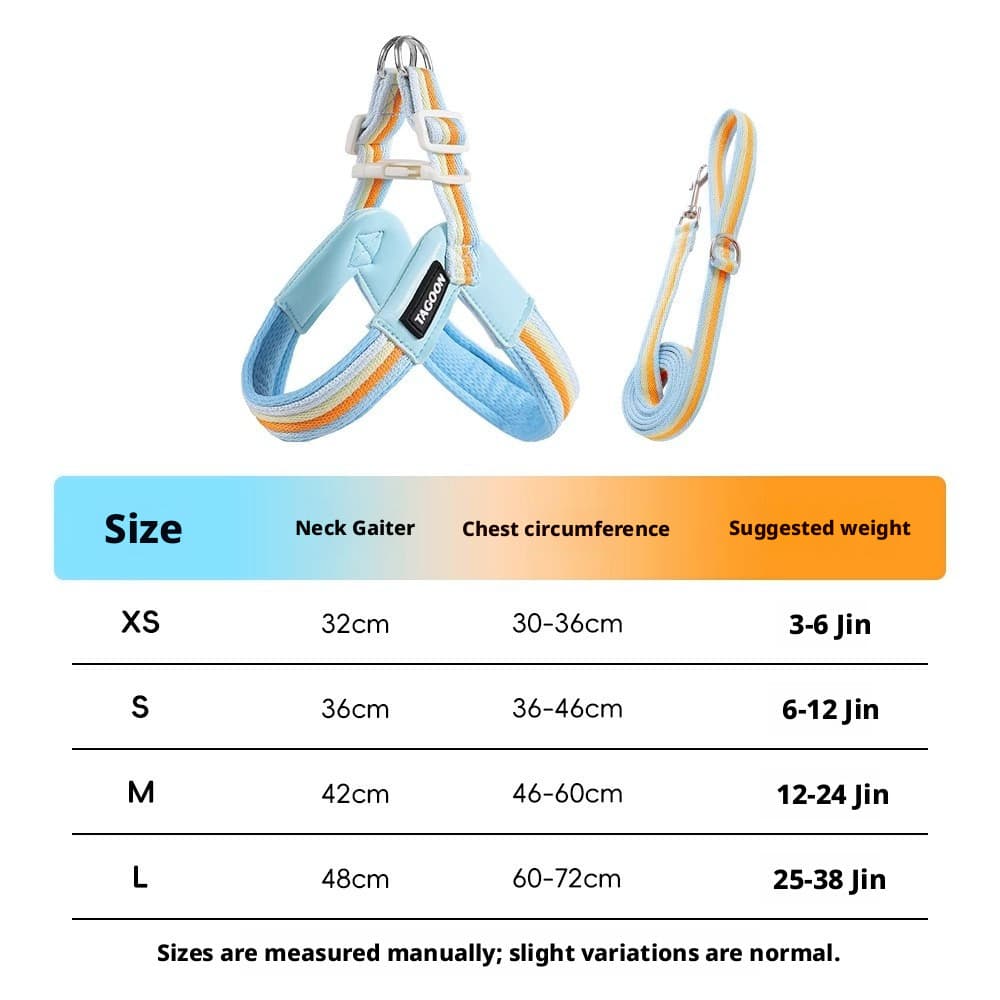 Colete arco-íris para cães de porte médio e pequeno, coleira e guia para passeio, coleira de segurançcom guia integrad