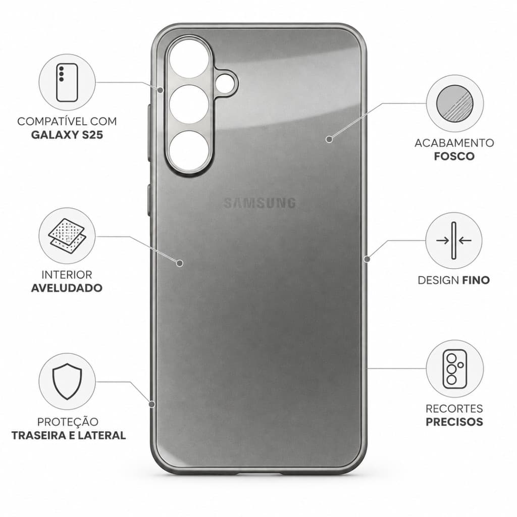 Capinha Samsung A14 Acrilico Cinza Case Resistente Nova Celular Celulares Nova Premium Forte Chique
