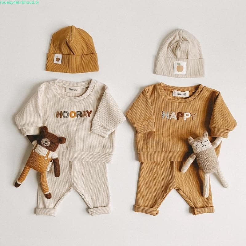 Moda A Roupa Do Bebê Set 2022 Primavera Criança Da Menina Menino Casual Tops + Calças Soltas 2 Pcs Recém-Nascido Roupas
