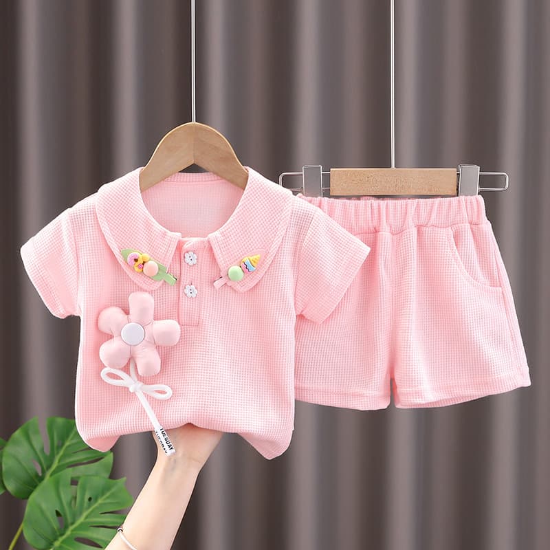Bebê menina crianças terno de um ano de idade moda de manga curta meninas roupas de verão menina bebê roupas de verão cr