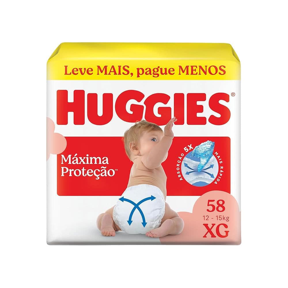 Fralda Infantil Huggies Máxima Proteção XG 58 Unidades Fralda Huggies Máxima Proteção Hiper XG 58 Unidades