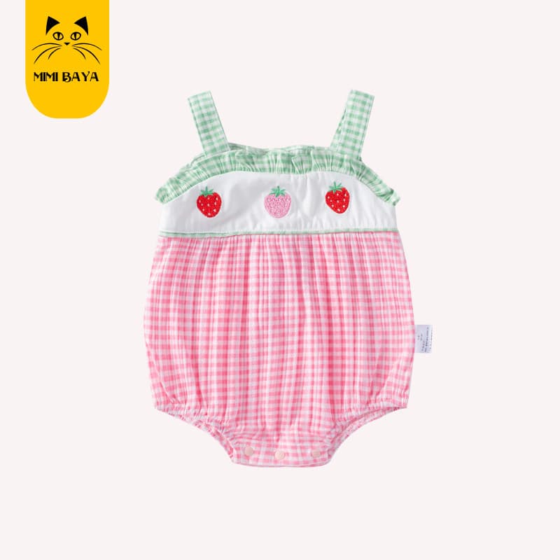 Bebê bebê verão estilingue verificado macacão roupas de bebê verão macacão bebê menina verão macacão fino