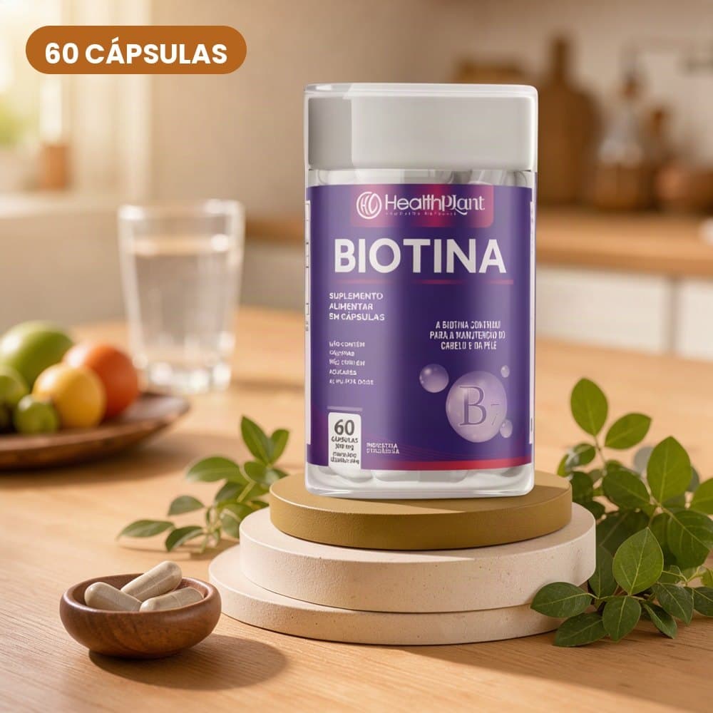 Suplemento Alimentar Biotina Vitamina B7 Vitamina H em Cápsulas 60 Cápsulas Pote Unissex Adulto