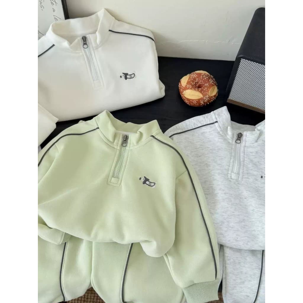 Crianças bordado moletom conjunto 2026 outono masculino feminino bebê moda moletom conjunto de duas peças Raglan zíper m