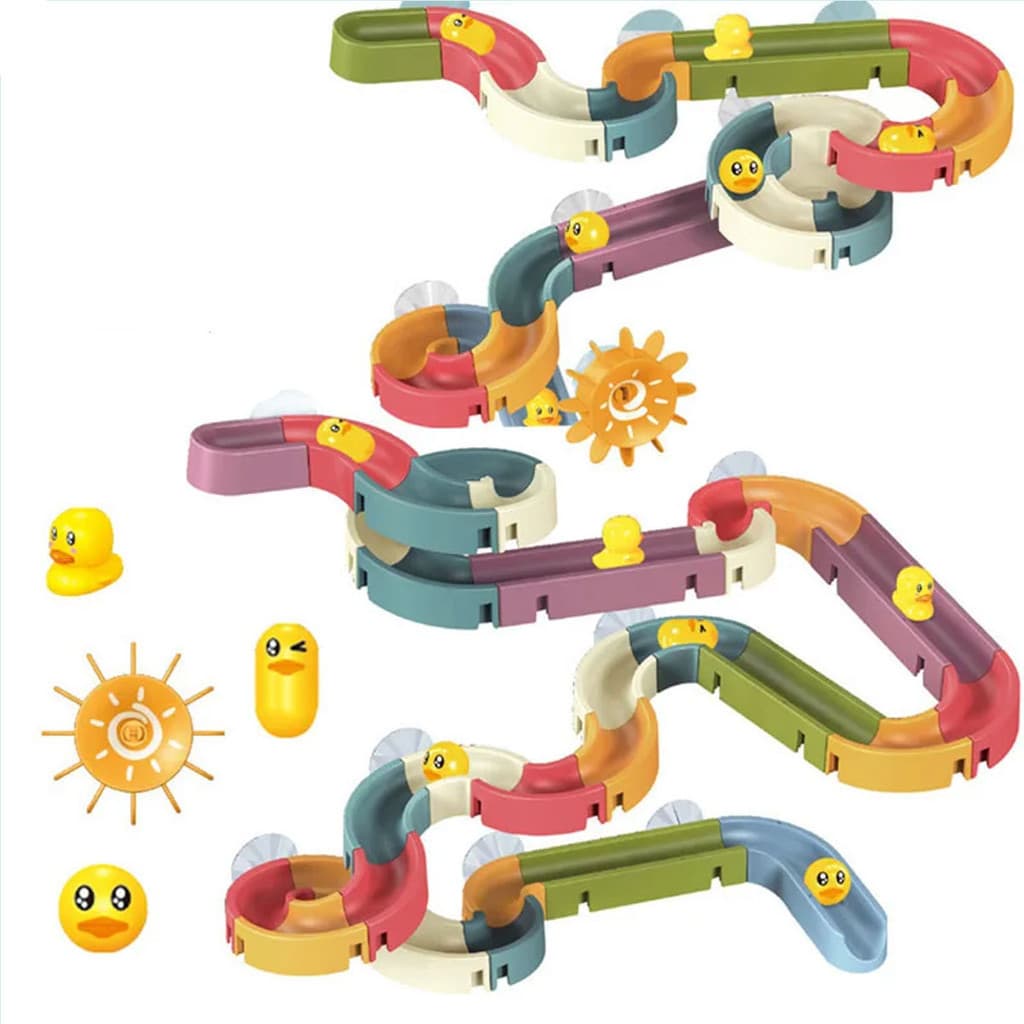 12/34 Pçs/Set Banheiro Pato Pista Brinquedo De Banho Para Bebês Crianças Água Amarelo Brinquedos Sprinkler Jogo De