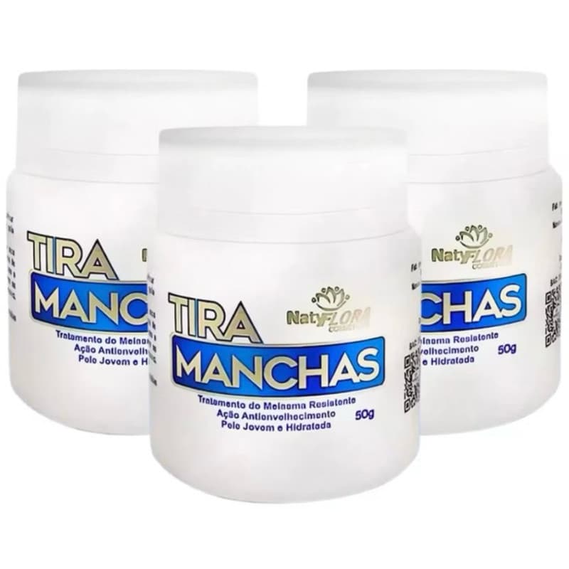 Kit 3 Clareador Tira Manchas Natyflora Combate Melasma, Ação Hidratante, Anti Envelhecimento - 50g cada