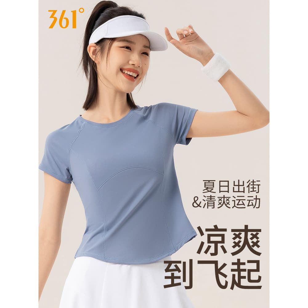 361 camiseta esportiva feminina de manga curta topo de Fitness correndo roupas de Yoga respirável roupas de treinamento 