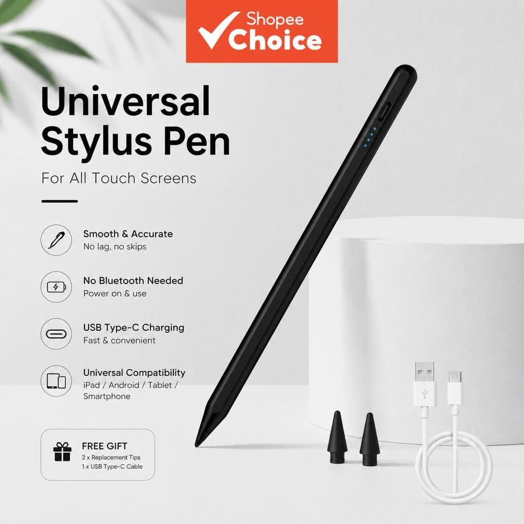 Caneta Universal Stylus, Lápis de Toque de Longa Duração para Telefone e Tablet, Compatível com Xiaomi, Honor, Android e