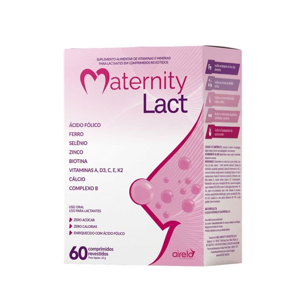 Suplemento Para Lactantes Maternity Lact 60 Comprimidos Vitaminas Ácido Fólico Ferro Cálcio Biotina