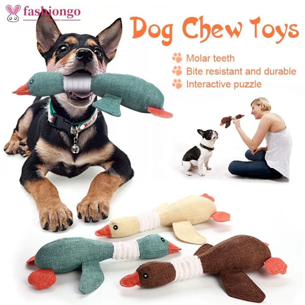 FASHIONGO Anti Mordida Brinquedos Para Cães Criativo Pato Algodão Linho Brinquedo Filhote De Cachorro Pet Jogar Mastigar
