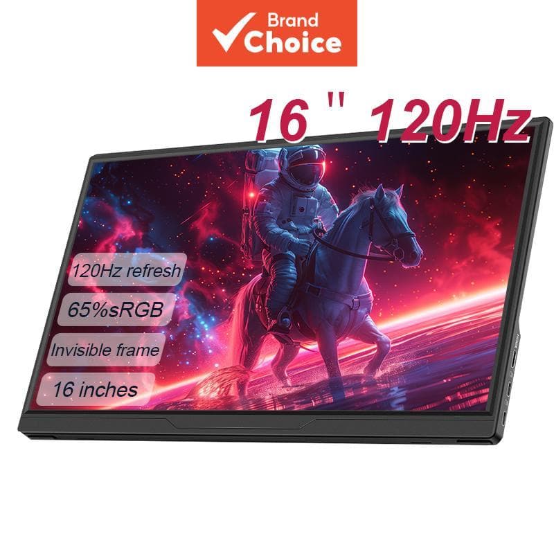 Monitor portátil LANLIPU de 16 polegadas, monitor gamer de alta taxa de atualização de 120 Hz, 100% sRGB, com tela HDMI