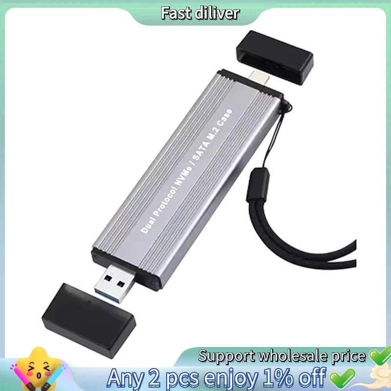 Protocolos Duplos M . 2 NVME NGFF SATA Gabinete Caixa De Disco Rígido Externo USB 3.2 Tipo C Adaptador SSD 10 Gbps Para 