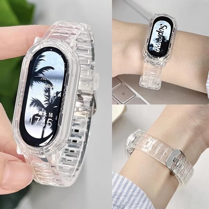 Pulseira De Capinha Capa Case Transparente TPU Para Relógio Smartwatch Xiaomi Mi Band 10 9 8 NFC Strap Acessórios