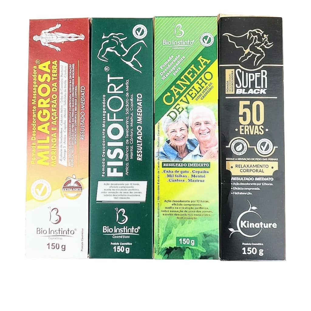 Fisiofort 150g + Canela de velho 150g + 50 super erva 150g + Milagrosa 150g - Bio Instinto Kit c/ 4 Un