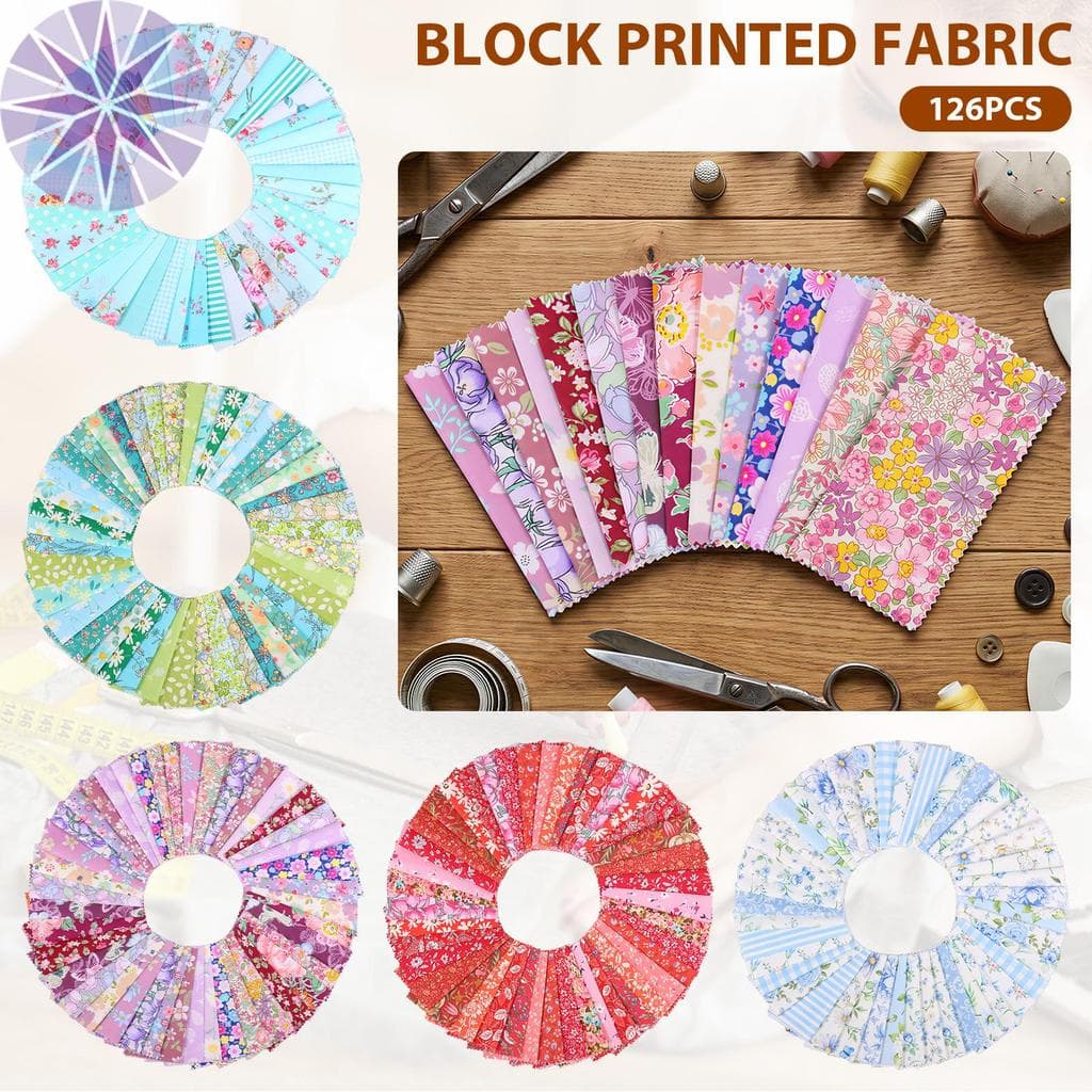 126 Unidades De Tecido De Costura Quadrado Patchwork 5 Polegadas Algodão Acolchoado Decorativo SHOPCYC9656