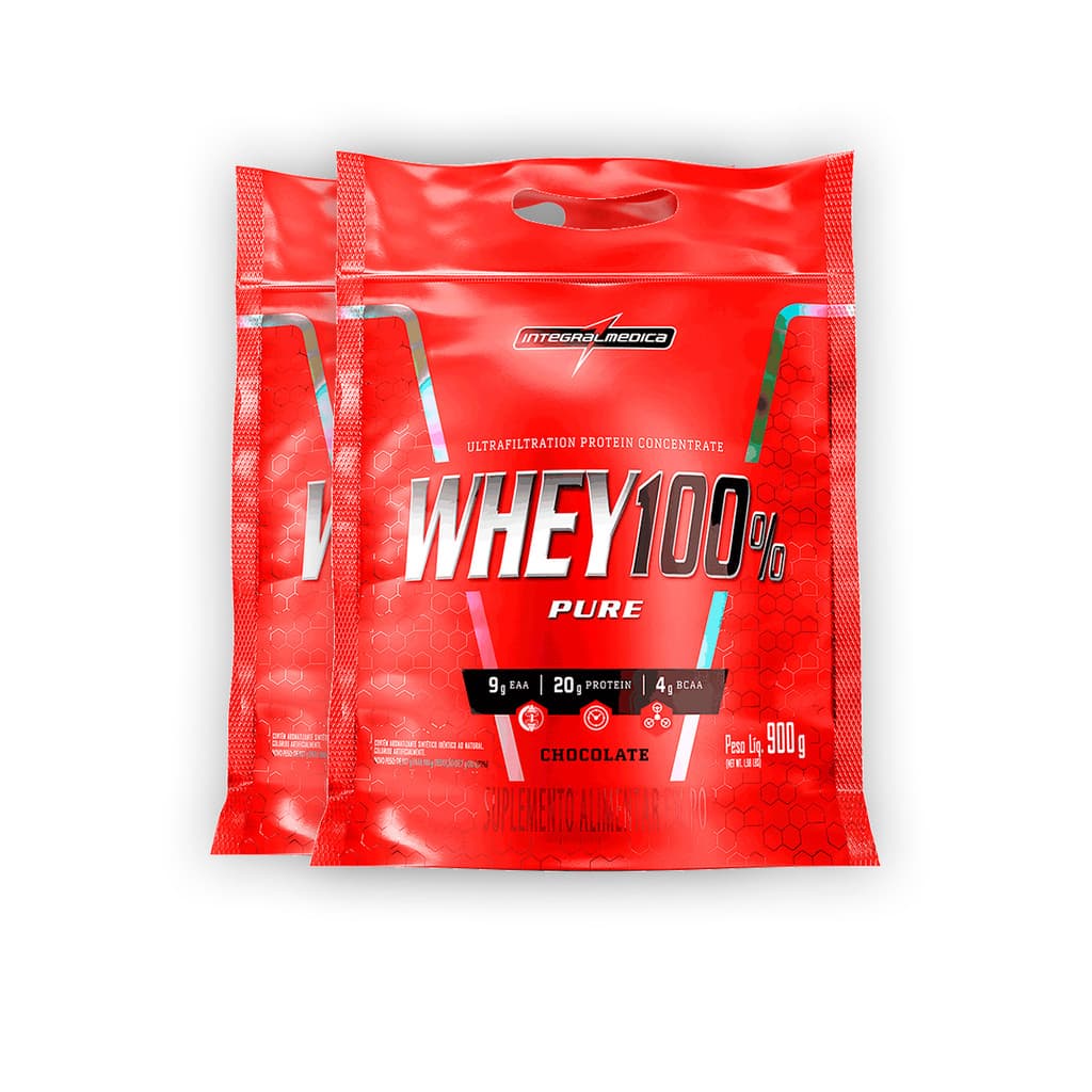 Kit 2 Whey Protein 100% Puro Integral Medica Chocolate 900g